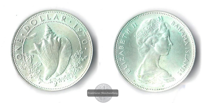  Bahamas  1 Dollar  1970  FM-Frankfurt  Feinsilber: 27,57g   
