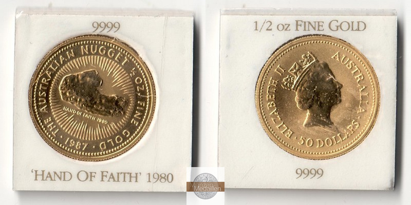 Australien MM-Frankfurt Feingold: 15,5g 50 Dollars 1987 