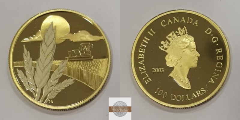 Kanada  100 Dollar MM-Frankfurt Feingold: 7,78g Entdeckung Marquis Wheat 2003 