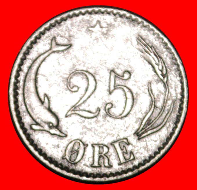  * PORPOISE (1874-1905): DENMARK★25 ORE 1884 SILVER! Christian IX (1863-1906) LOW START ★ NO RESERVE!   