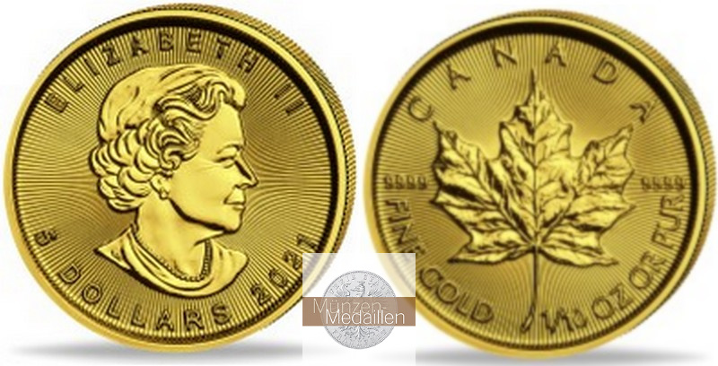 Kanada  5 Dollar; 1/10 Unze MM-Frankfurt Feingold: 93g Maple Leaf - 30 Stück 2021 