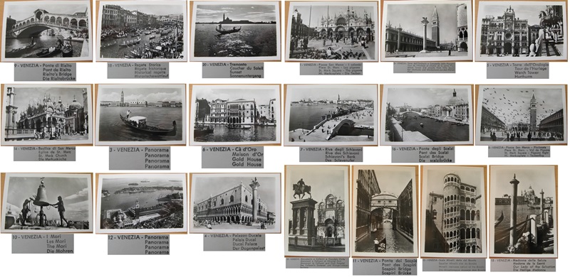  Italy, Venice, set of 19 old postcards, black and white   