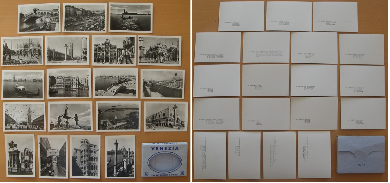  Italy, Venice, set of 19 old postcards, black and white   