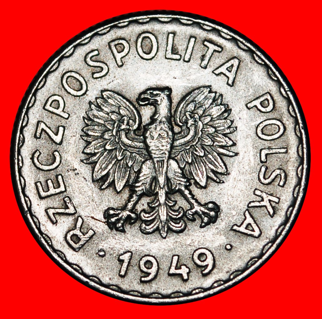 * STARS ON EAGLE: POLAND ★ 1 ZLOTY 1949! ★LOW START★ NO RESERVE!
