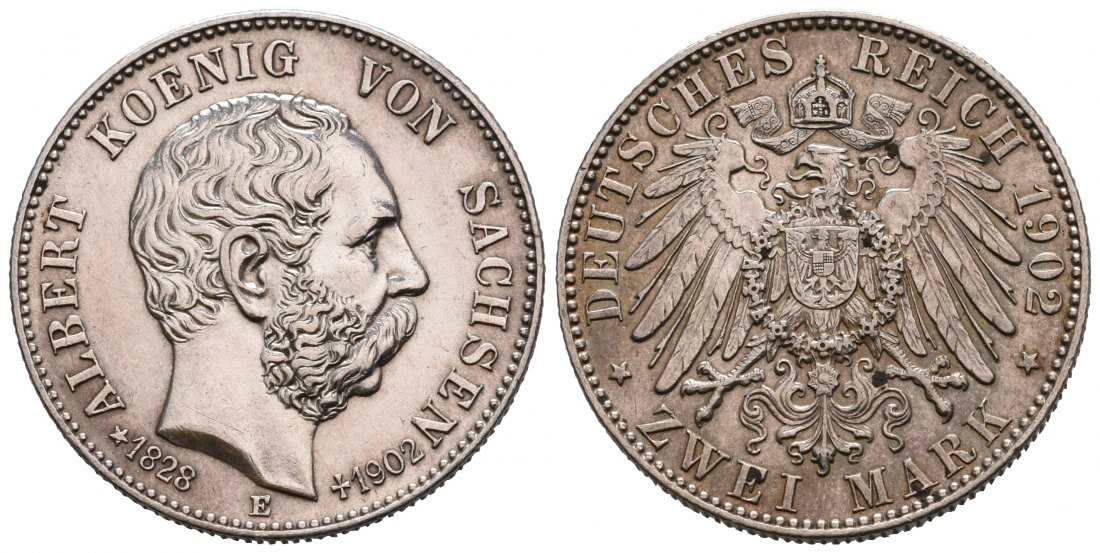PEUS 6641 Kaiserreich - Sachsen Auf den Tod von Albert (1873 - 1902) 2 Mark 1902 E Vorzüglich