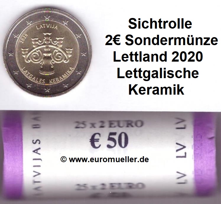 Lettland Rolle...2 Euro Gedenkmünze 2020...Keramik   