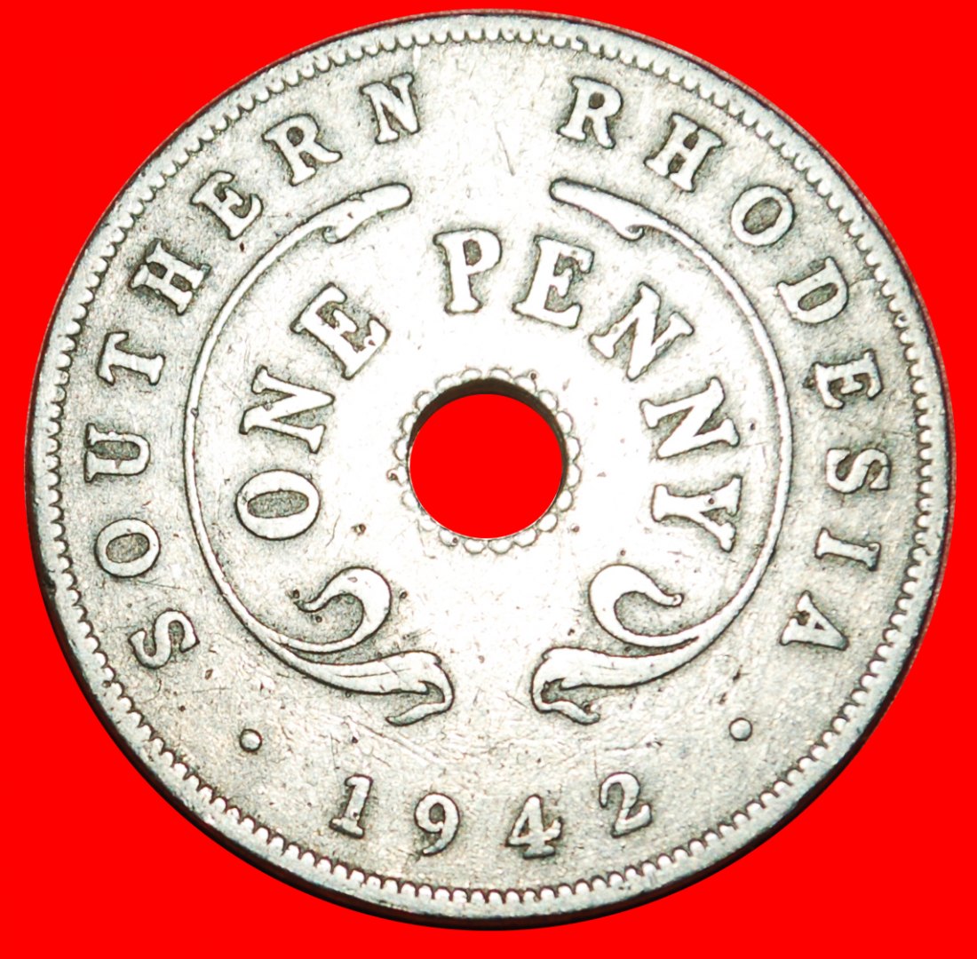  * GREAT BRITAIN: SOUTHERN RHODESIA ★ 1 PENNY 1942! GEORGE VI (1937-1952) LOW START ★ NO RESERVE!   