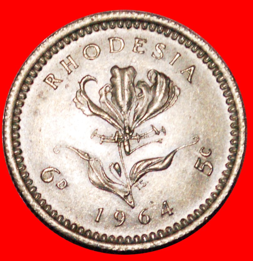  * DOUBLE DENOMINATION: RHODESIA ★ 6 PENCE - 5 CENTS 1964 MINT LUSTRE! ★LOW START ★ NO RESERVE!   