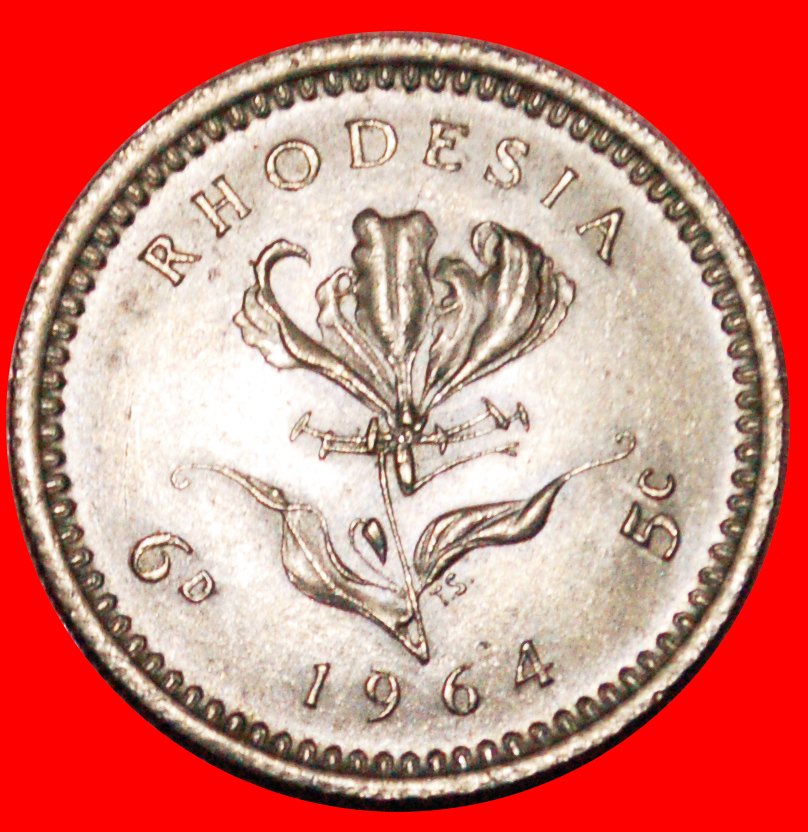  * DOPPELTE WERT: RHODESIEN ★ 6 PENCE - 5 CENTS 1964! uSTG STEMPELGLANZ! ★OHNE VORBEHALT!   