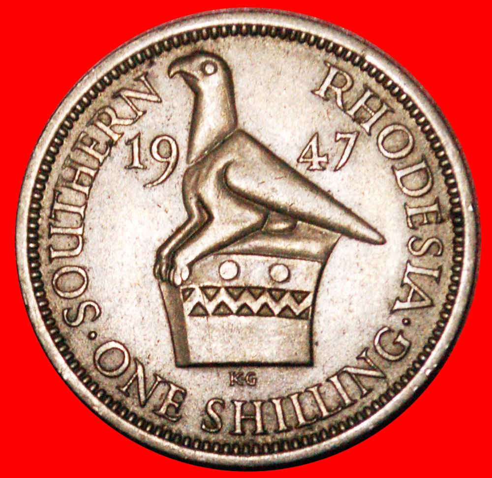  * SIMBABWE-VOGEL: SÜDRHODESIEN ★ 1 SHILLING 1947! Georg VI. (1937-1952) ★OHNE VORBEHALT!   