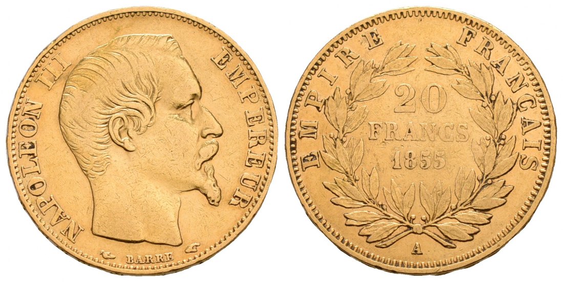 PEUS 6260 Frankreich 5,81 g Feingold. Napoleon III. (1852-1870) 20 Francs GOLD 1855 A Sehr schön