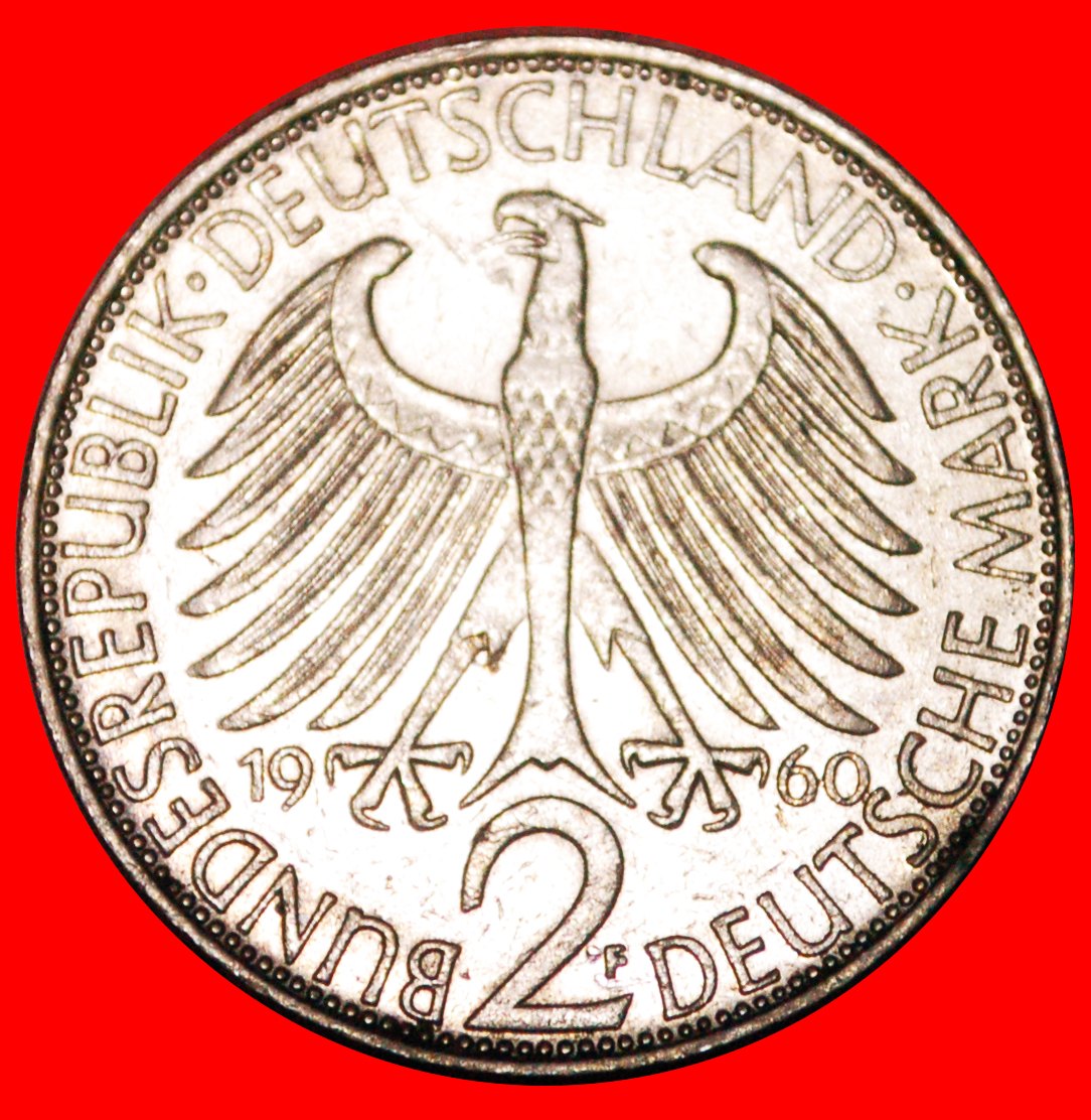  * NOBEL PRIZE LAUREATE 1918: GERMANY ★ 2 MARKS 1960F MAX PLANCK (1858 - 1947) LOW START★ NO RESERVE!   