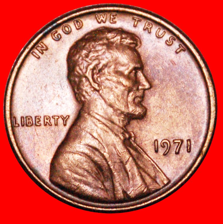  * MEMORIAL (1959-1982): USA ★ 1 CENT 1971 uSTG STEMPELGLANZ! LINCOLN (1809-1865) NUR VERÖFFENTLICHT!   