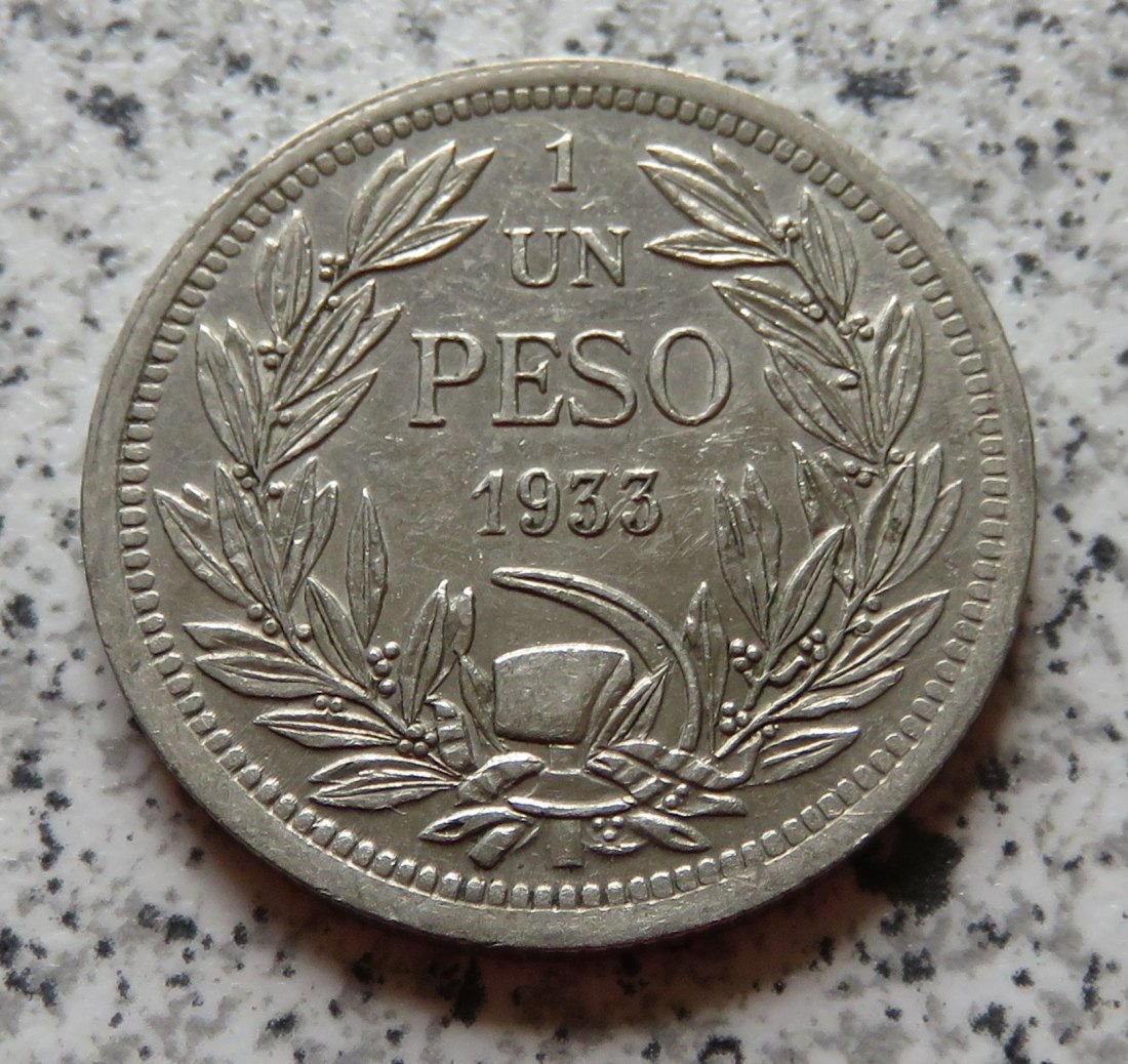  Chile 1 Peso 1933, KupferNickel   