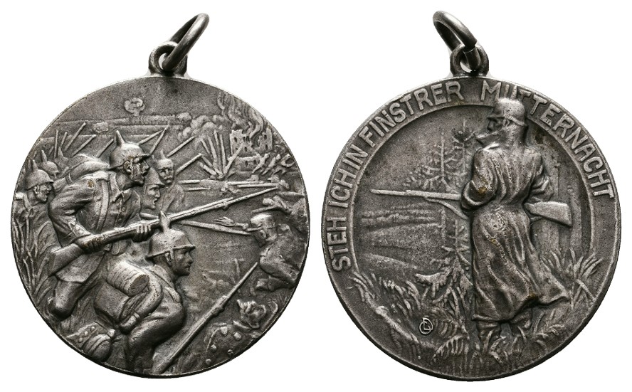  Linnartz 1.WELTKRIEG PROPAGANDA Versilb. Bronzemed. 1915, 35mm, 16,7gr, vz   