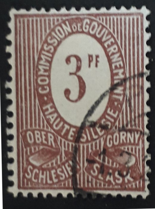  Deutsches Reich, Oberschlesien, Briefmarke 3 Pfennig, gestempelt   