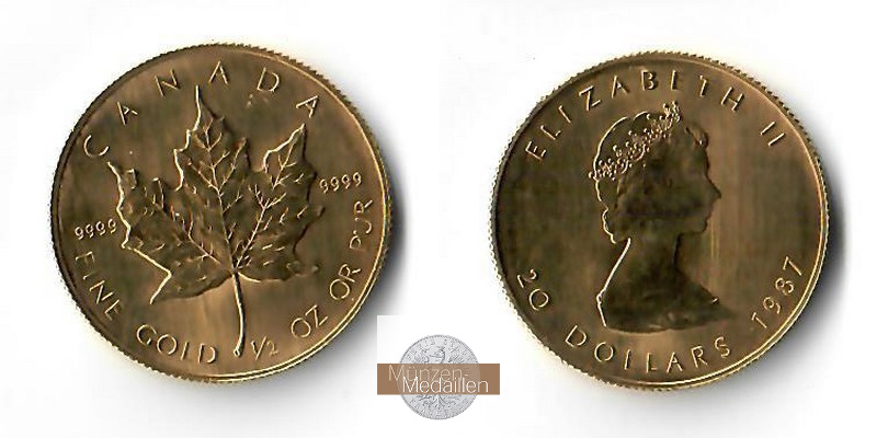 Kanada MM-Frankfurt Feingold: 155,52g 10 × 20 Dollar Maple Leaf ver. Jahrgänge 