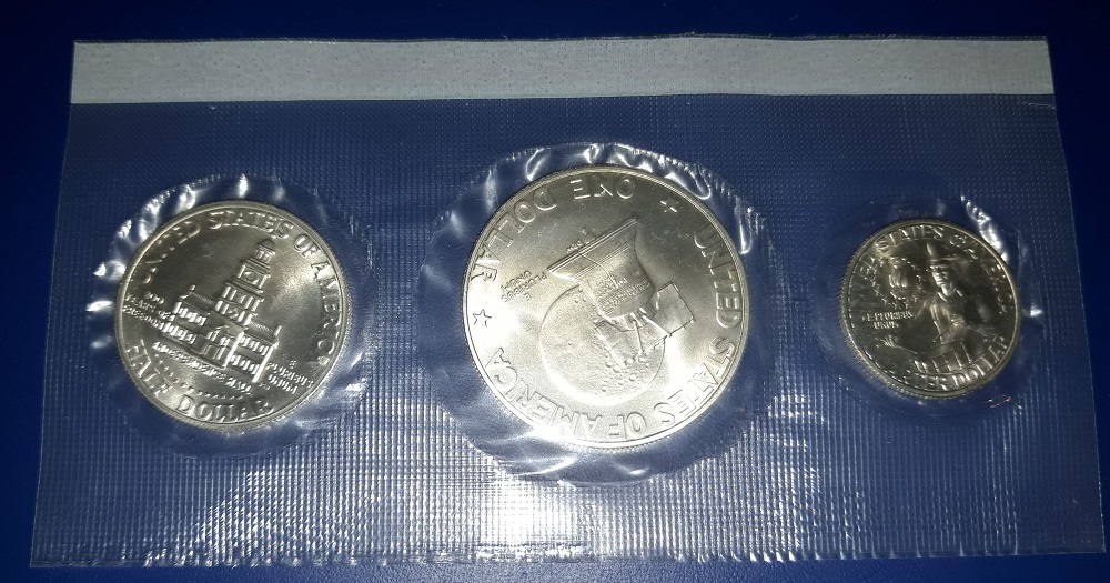  USA - Münzset 1976 US-Mint Bicentennial Silver Coin Set - 1 - 1/2 + 1/4 Dollar   