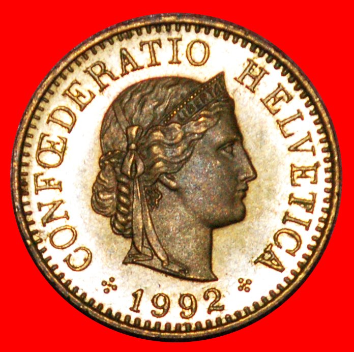  * LIBERTY (1879-2021): SWITZERLAND ★ 5 RAPPEN 1992B MINT LUSTRE! LOW START! ★ NO RESERVE!   