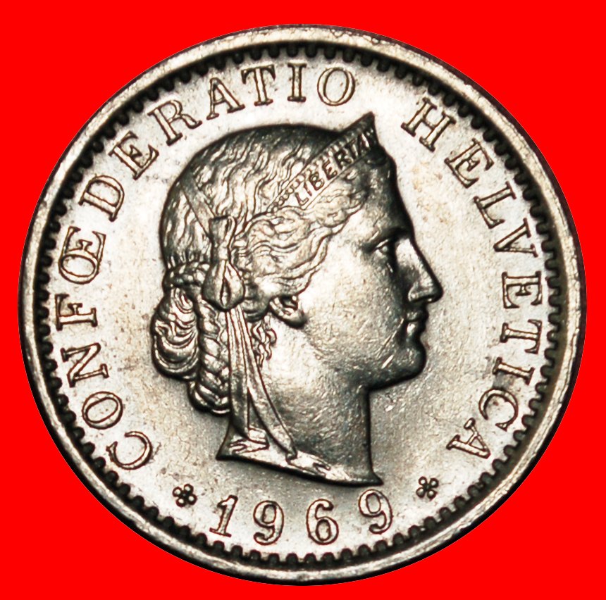* LIBERTY 1939-2021: SWITZERLAND★20 RAPPEN 1969B DISCOVERY COIN MINT LUSTRE★LOW START! ★ NO RESERVE!