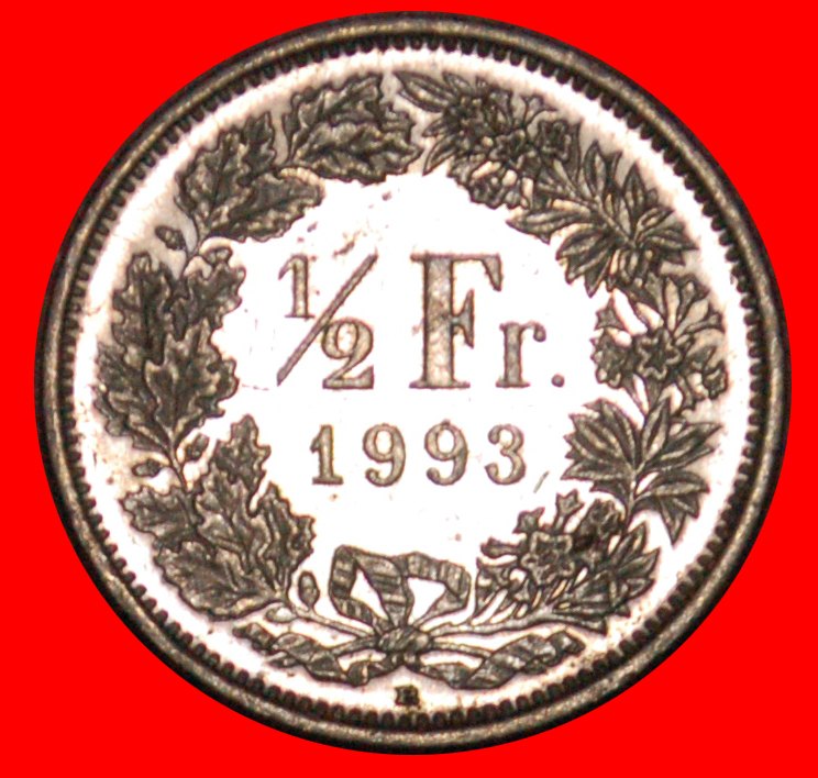  * WITH STAR (1983-2021): SWITZERLAND★1/2 FRANC 1993B MINT LUSTRE! DISCOVERY★LOW START! ★ NO RESERVE!   