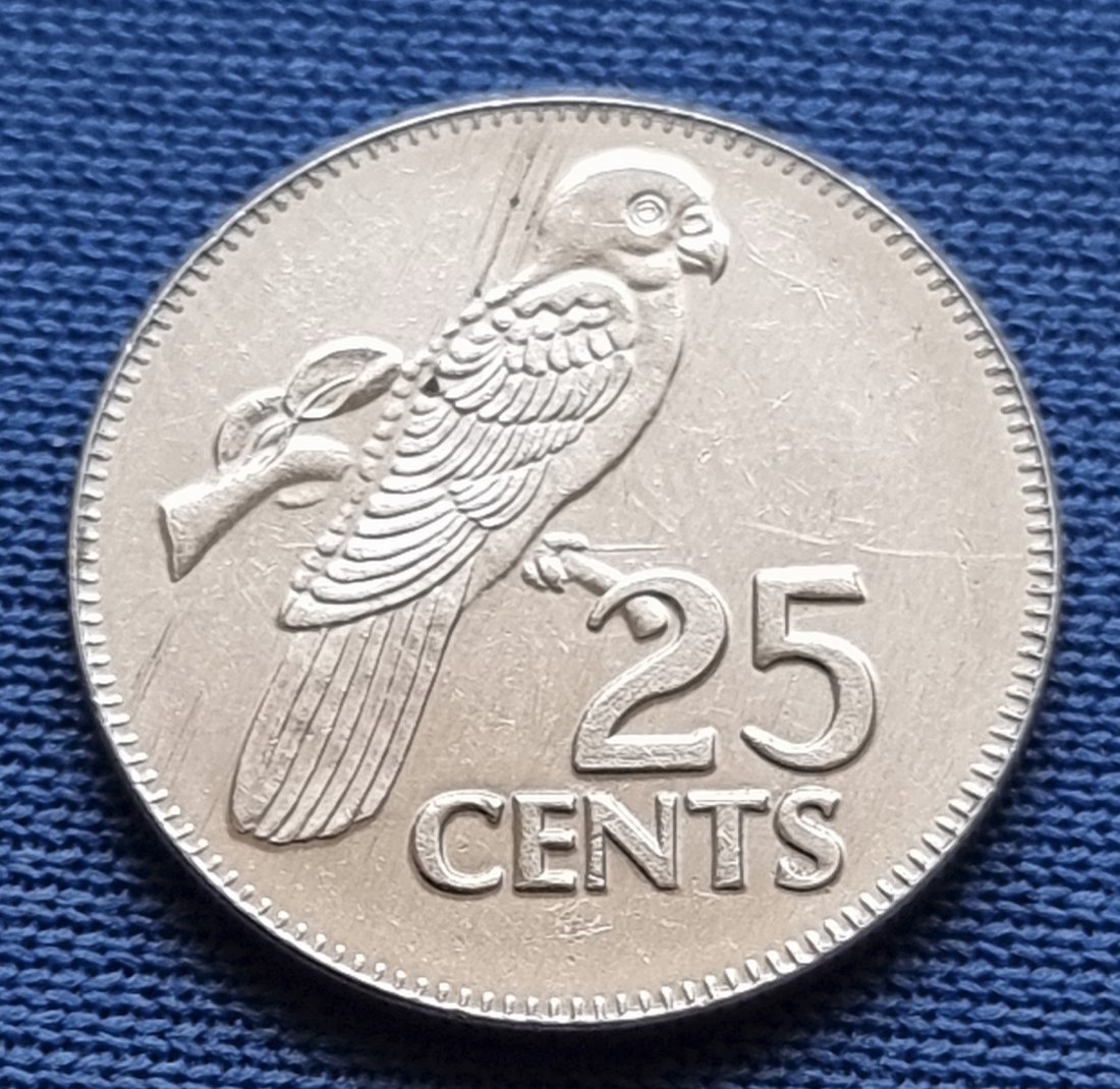  10394(14) 25 Cents (Seychellen / Schwarzpapagei) 2000 in ss-vz .................. von Berlin_coins   