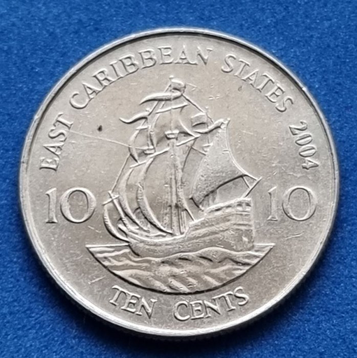  11723(1) 10 Cents (East Caribbean States / Segler Golden Hind) 2004 in ss-vz ...... von Berlin_coins   
