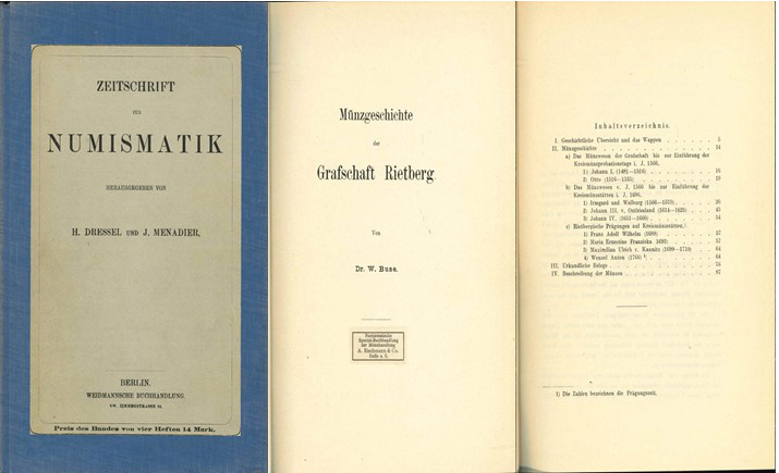  Dr. W. Buse; Münzengeschichte der Grafschaft Rietberg   