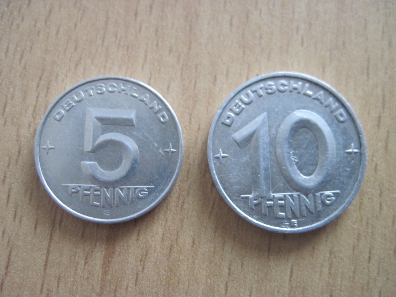  10 + 5 Pfennig DDR 1953 E in vorzüglicher Erhaltung, selten   