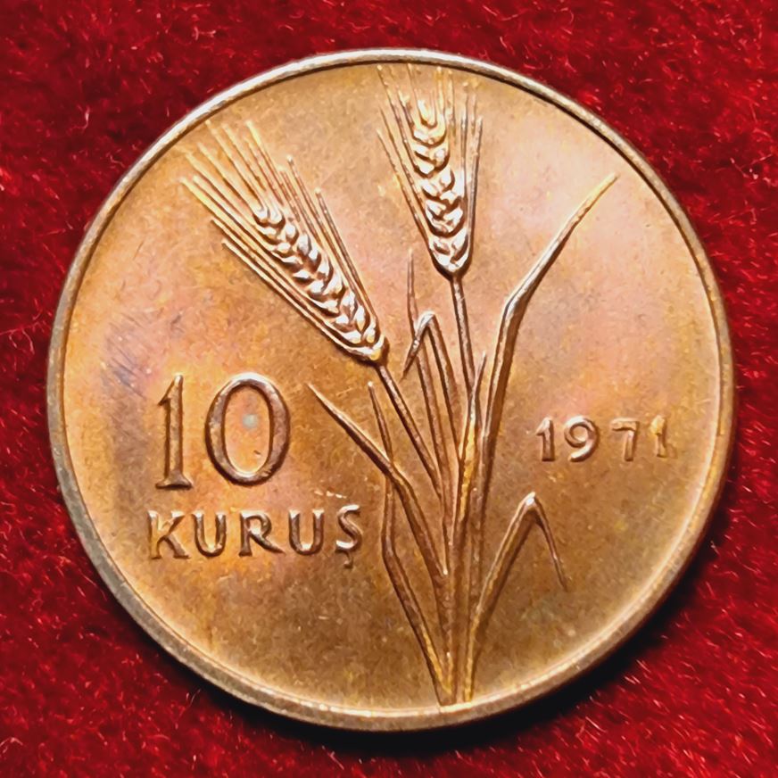  8296(7) 10 Kurus (Türkei / mit Atatürk) 1971 in UNC ............................... von Berlin_coins   