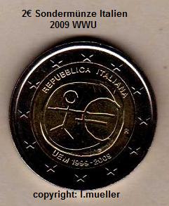 Italien ...2 Euro Sondermünze 2009...WWU   