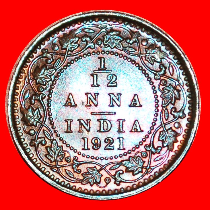  * CALCUTTA 1912-1936:INDIA★1/12 ANNA 1921 UNC MINT LUSTER★GEORGE V 1911-1936★LOW START ★ NO RESERVE!   