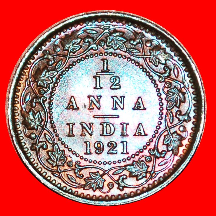  * KALKUTTA (1912-1936):INDIEN ★ 1/12 ANNA 1921 STG STEMPELGLANZ! GEORG V (1911-1936) OHNE VORBEHALT!   