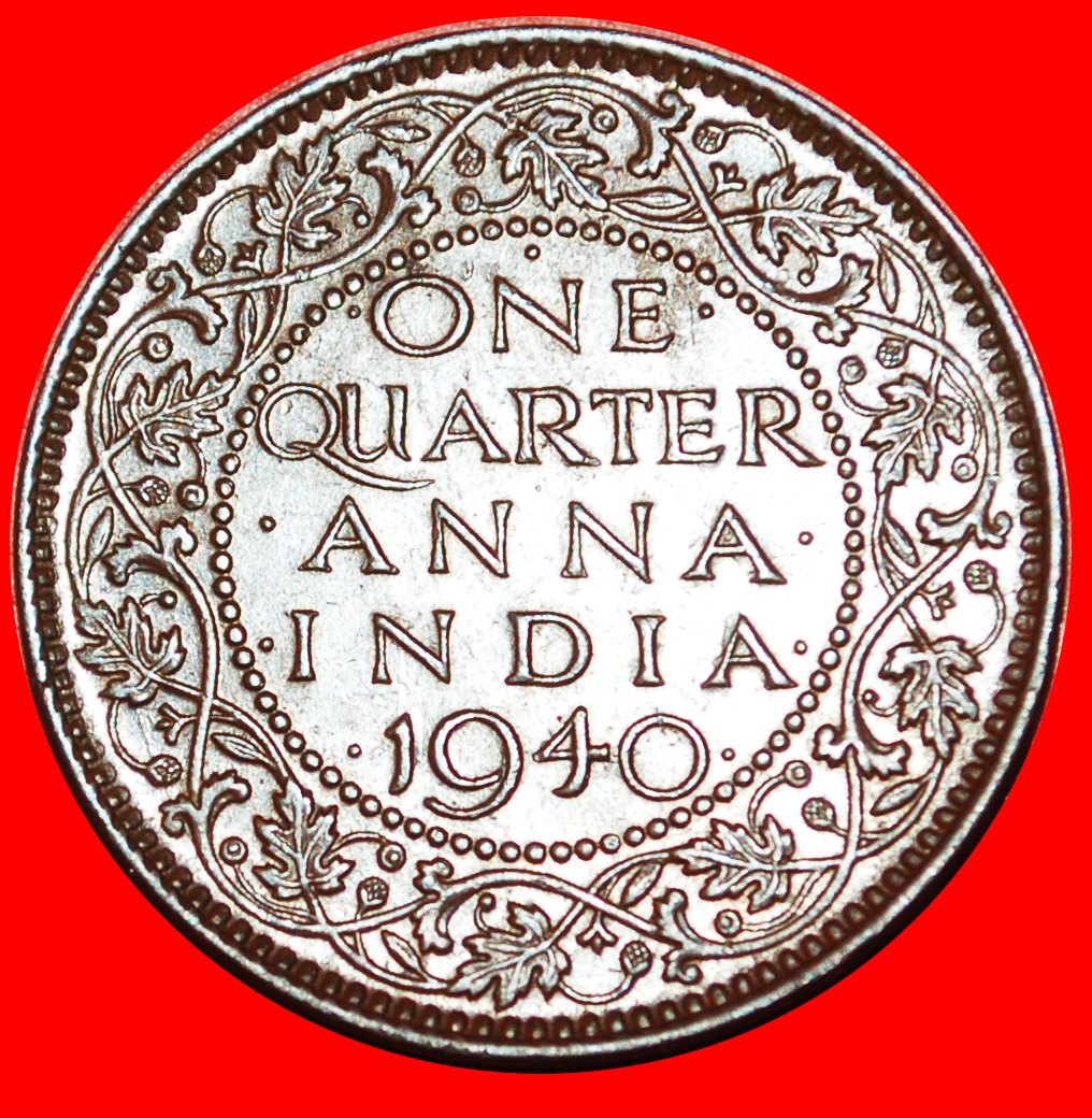 * BOMBAY (1938-1942): INDIA★ 1/4 ANNA 1940! MINT LUSTRE! GEORGE VI 1937-1952★LOW START ★ NO RESERVE!