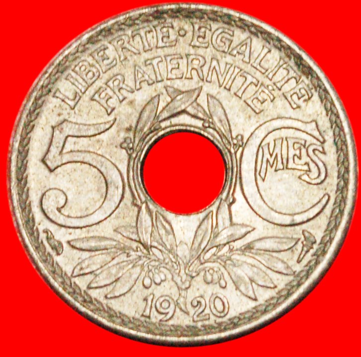  *• ALTER TYP!★ FRANKREICH 5 CENTIMES 1920! SELTEN IN AUSSERGEWÖHNLICHEM ZUSTAND! OHNE VORBEHALT!   