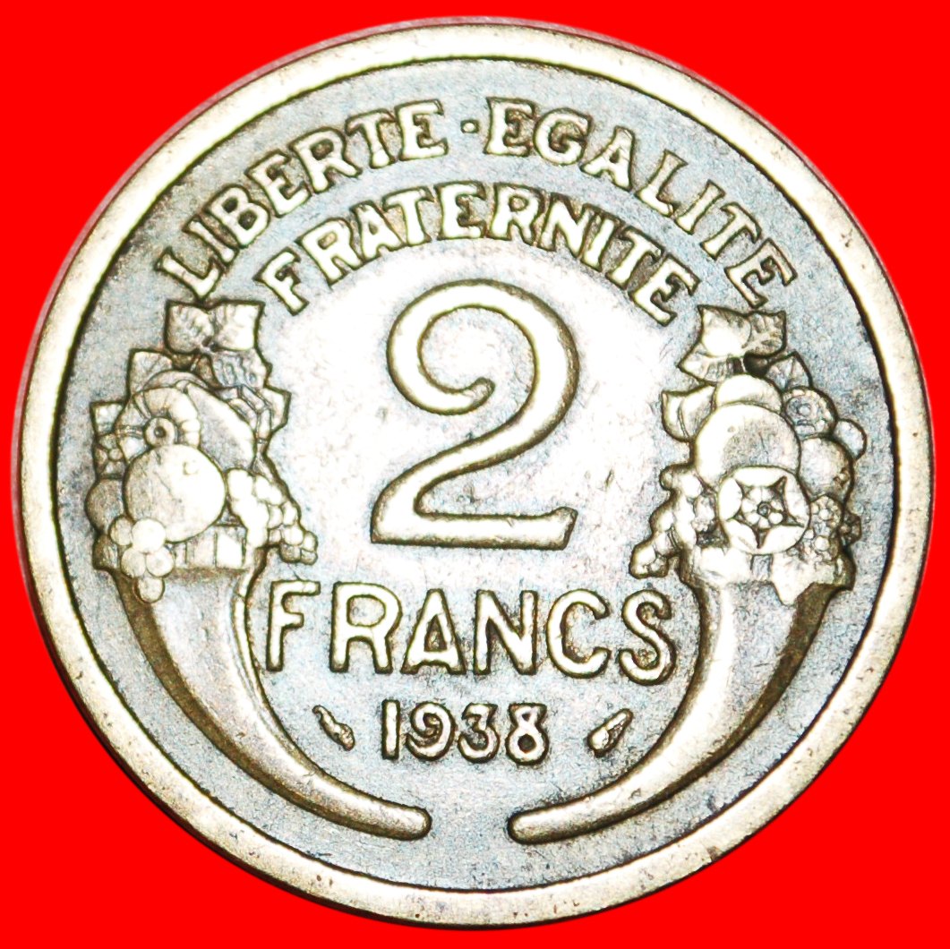 *• 2 FÜLLHÖRNER ★ FRANKREICH ★ 2 FRANCS 1938! OHNE VORBEHALT!