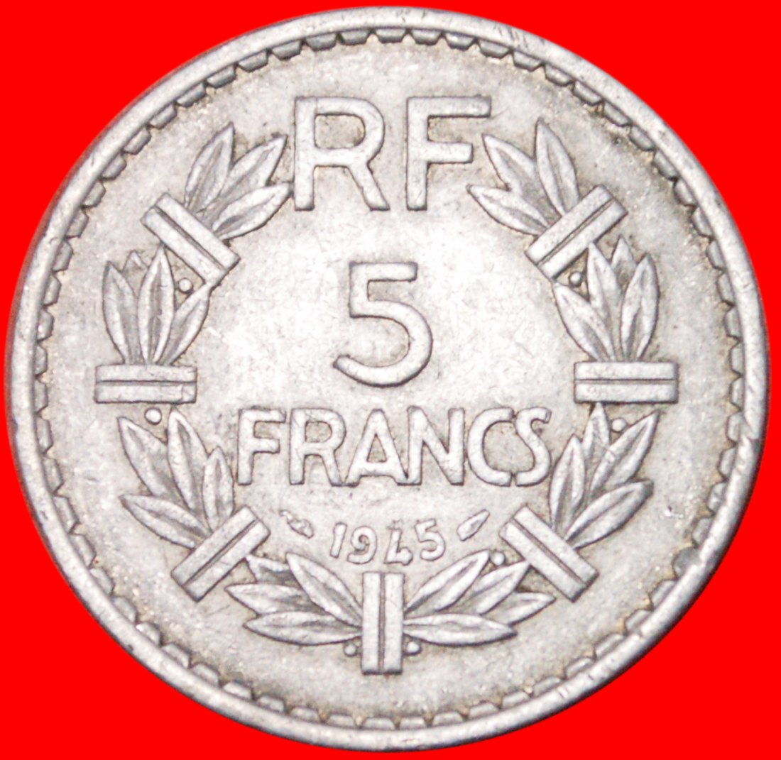  *• OFFEN 9 ★ FRANKREICH ★  5 FRANCS 1945!  OHNE VORBEHALT!   