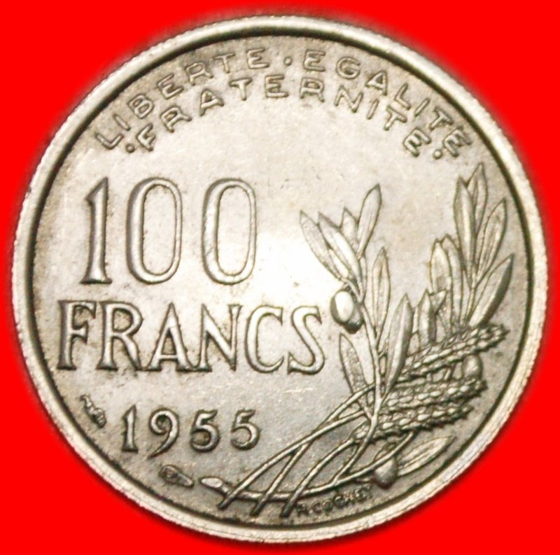  *• FACKEL ★ FRANKREICH ★ 100 FRANCS 1955! SCHMALES BAND! OHNE VORBEHALT!   