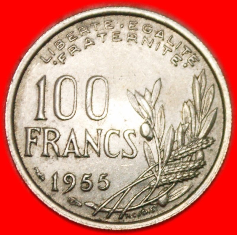 *• FACKEL ★ FRANKREICH ★ 100 FRANCS 1955! SCHMALES BAND! OHNE VORBEHALT!