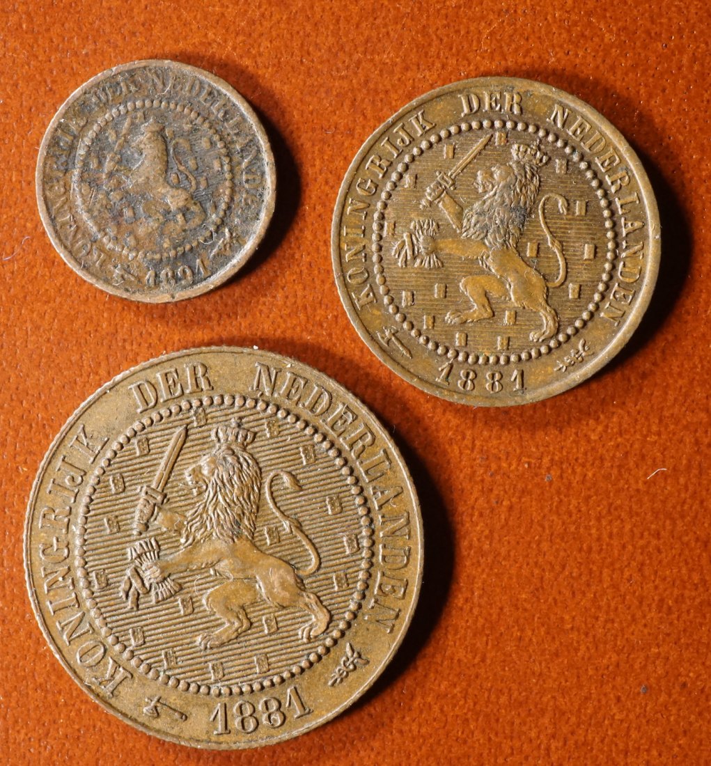 Niederlande, Konvolut, 1/2, 1 & 2 1/2 Cent, 1881-1891