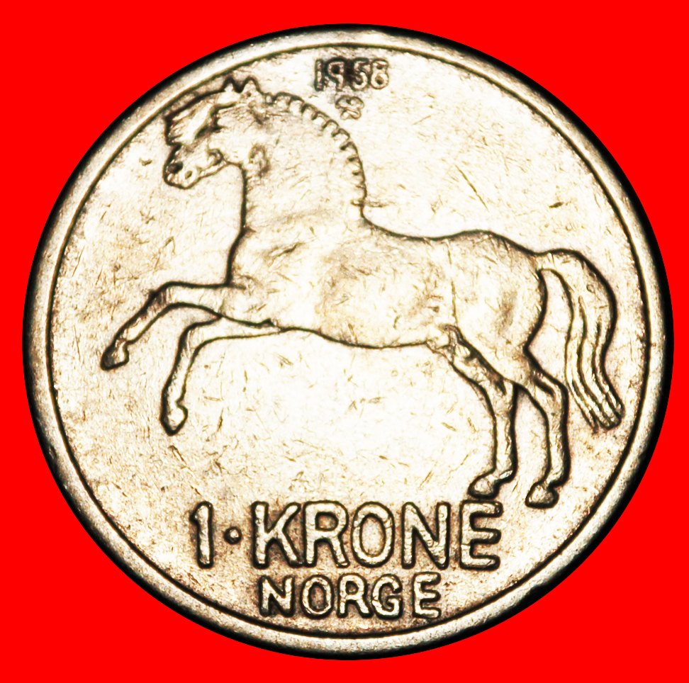  * HORSE (1958-1973): NORWAY ★ 1 CROWN 1958 RARE!★LOW START ★ NO RESERVE!   
