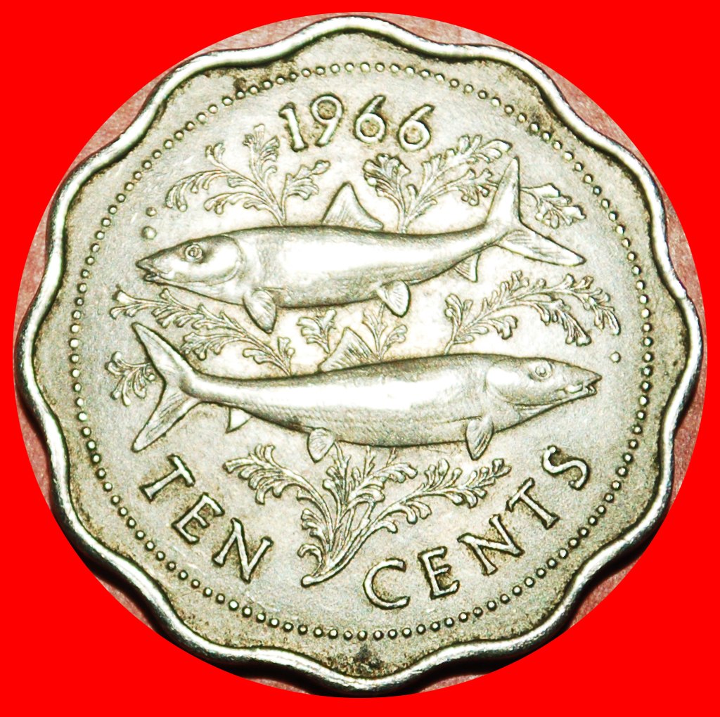  * GROSSBRITANNIEN (1966-1970): BAHAMAS ★ 10 CENTS 1966! FISCHE! OHNE VORBEHALT!   