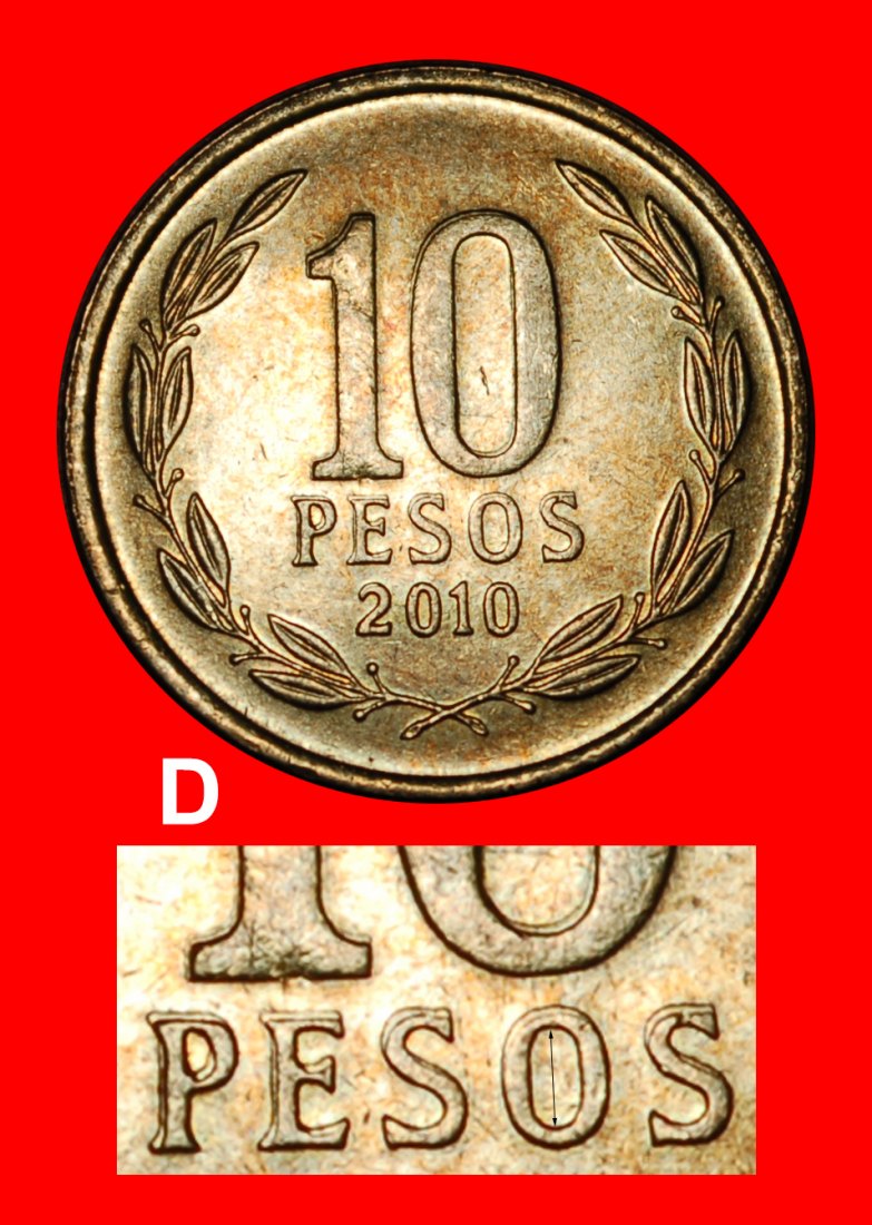  * O'HIGGINS (1990-2021): CHILE ★ 10 PESOS 2010 DISCOVERY COIN! MINT LUSTRE! LOW START ★ NO RESERVE!   