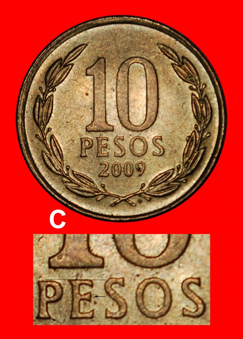  * O'HIGGINS (1990-2021): CHILE ★ 10 PESOS 2009 ENTDECKUNG MÜNZE! VZGL STEMPELGLANZ! OHNE VORBEHALT!   