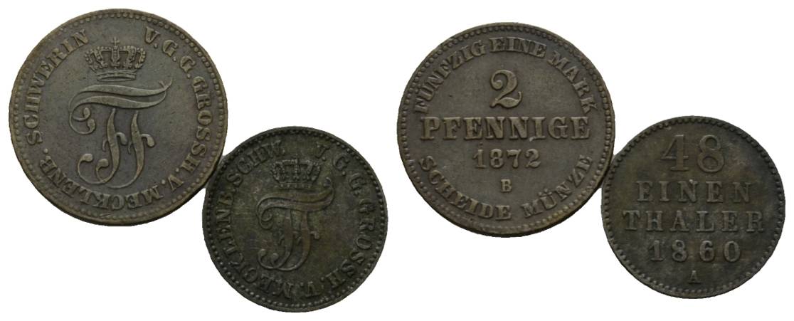  Altdeutschland; 2 Kleinmünzen 1872/1860   