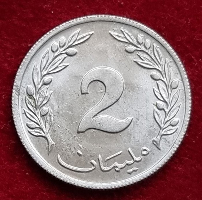  4223(4) 2 Millimes (Tunesien) 1960 in unc- ........................................ von Berlin_coins   