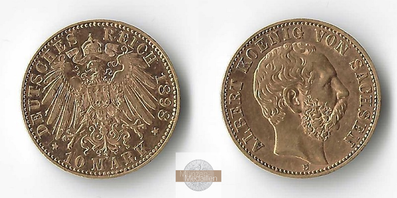 Sachsen, Königreich MM-Frankfurt Feingold: 3,58g 10 Mark 1898 E 