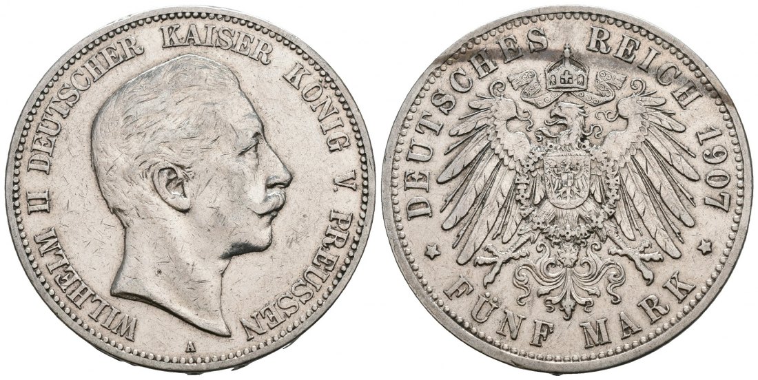 PEUS 6508 Kaiserreich - Preußen Wilhelm II. (1888 - 1918) 5 Mark 1907 A Berlin Sehr schön