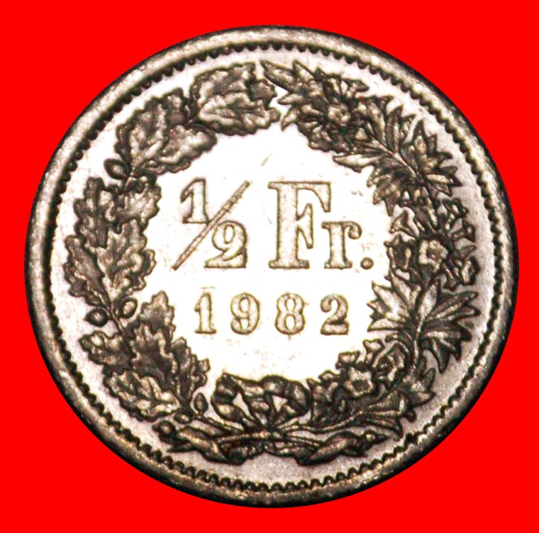  * WITHOUT STAR (1968-2021): SWITZERLAND ★ 1/2 FRANC 1982 MINT LUSTRE! LOW START★ NO RESERVE!   