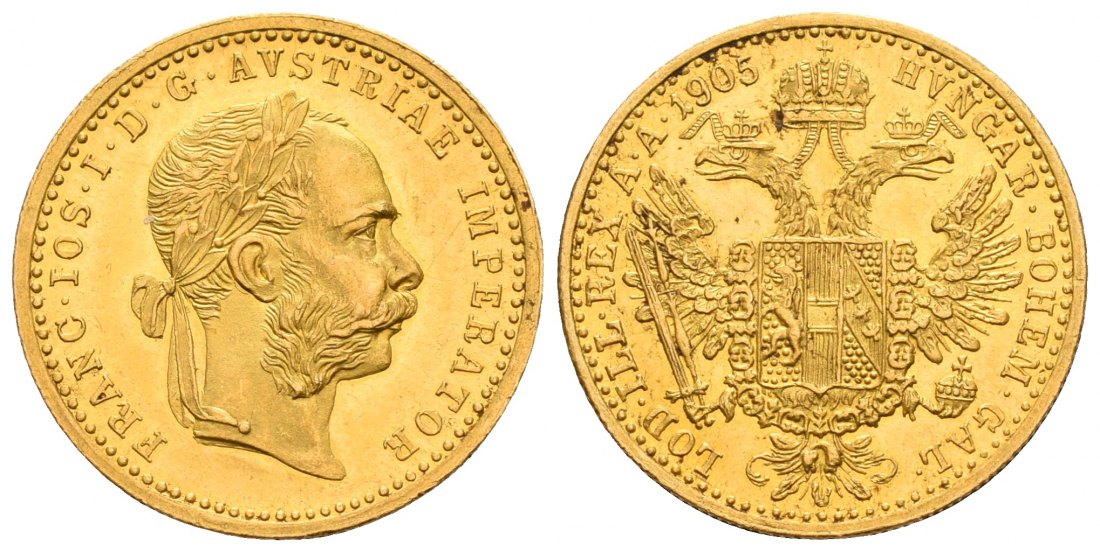 PEUS 6769 Österreich 3,44 g Feingold. Franz Joseph I. (1848 - 1916) 1 Dukat GOLD 1905 Kl. Kratzer, Vorzüglich